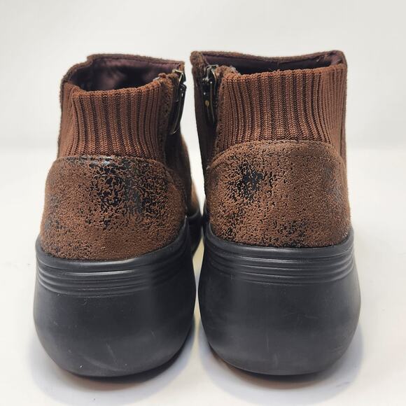 Bzees Weekend Wedge Ankle Boots Booties Brown Fabric Women Size 8M Comfort Zip - Picture 6 of 9